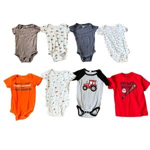 8-Piece Bundle: 7 Short-Sleeved Onesies, 1 T-shirt, Size 18 Months, Carter’s etc